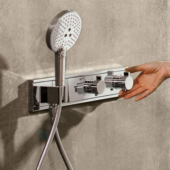 Hansgrohe Rainselect thermostatische inbouw douchekraan met handdouchehouder 2 functies glanzend chroom en wit
