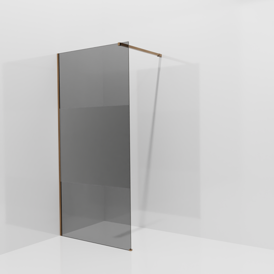 Balmani Modular Walk-In Dusche: 100 x 200 cm, Rauchglas mit mattiertem Streifen, inklusive Coating, Profil Brushed Rosegold