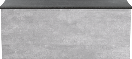 Linie Lado zwevend badmeubel 120 x 46 cm beton donkergrijs met Lado enkel of dubbel wastafelblad in melamine grijze leisteen
