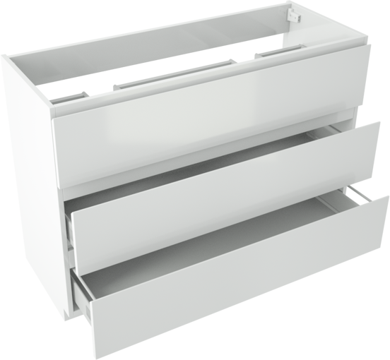 Storke Delta staande wastafelonderkast 120 x 48 cm hoogglans wit 3 lades 2 sifonuitsparingen