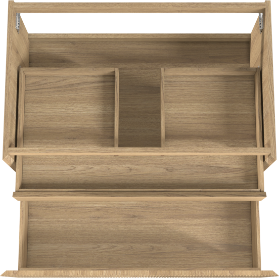 Balmani Fila hängender Waschbeckenunterschrank: 90 x 55 cm, Eiche Natur, Furnierholz, 2 Schubladen