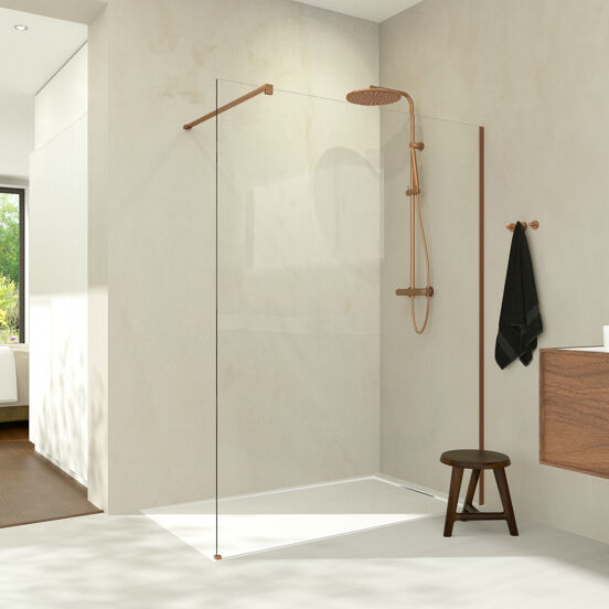 Balmani Modular inloopdouche 150 x 200 cm helder glas Brushed Rosegold profiel