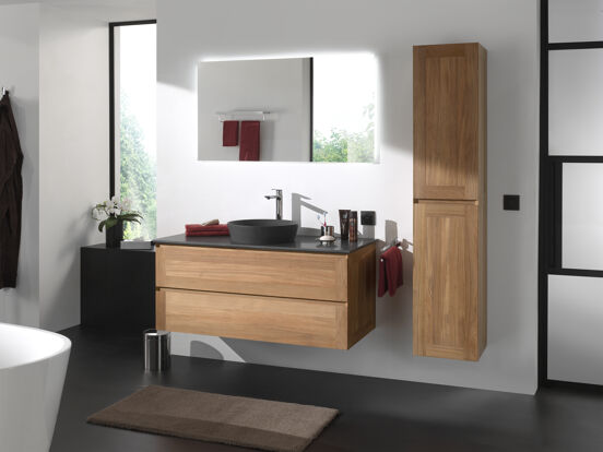 Balmani Mitra meuble sous-lavabo suspendu 120 x 55 cm teck 2 tiroirs