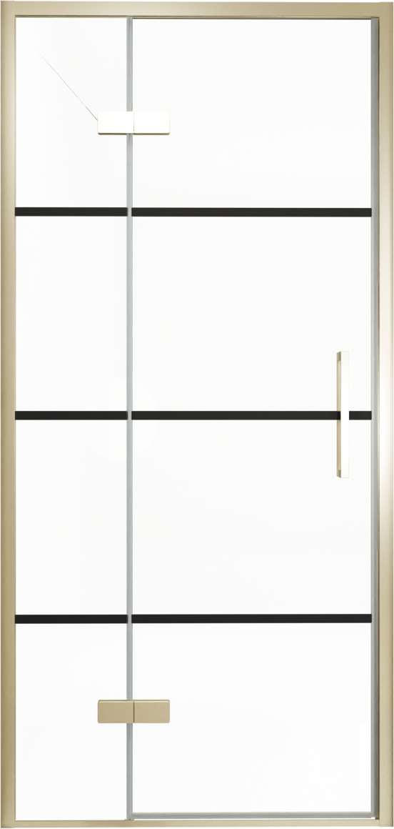 Balmani Senses Design douche draaideur links 100 cm x 210 cm Lined glas, Brushed Champagne Gold profielen, met coating