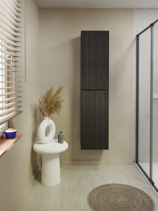 Storke Ribs zwevende badkamerkast zwarte eik 40 x 30 x 170 cm