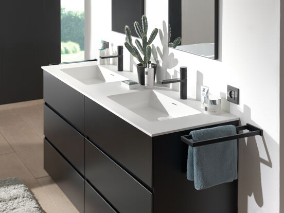 Storke Mata double vasque mat solid surface 170 x 52 cm
