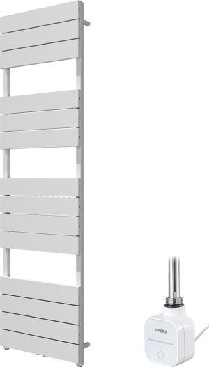 Vipera Teide enkele handdoekradiator 50 x 180 cm elektrische verwarming mat wit zij- en middenaansluiting 800W, weerstand inbegrepen