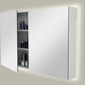 Storke Reflecta Spiegelschrank, 120 x 75 cm, weiß glänzend, mit Spiegelbeleuchtung