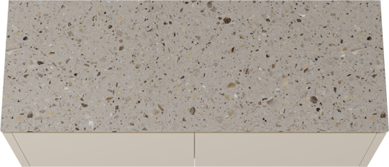 Balmani Eclips hängendes Möbelstück Set: 150 x 55 cm, Sandbeige, mit Stretto Einzel- oder Doppel Waschtischplatte Greige Terrazzo
