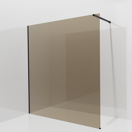 Balmani Modular Walk-In Dusche: 180 x 200 cm, Bronze Glas, inklusive Coating, Profil Schwarz matt