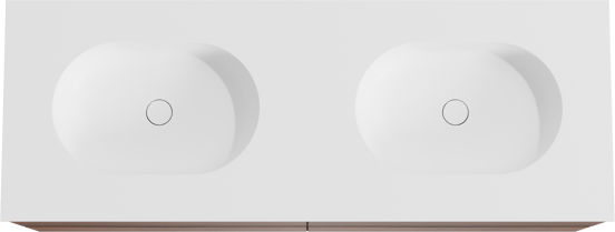 Balmani Mitra meuble salle de bains suspendu 150 x 55 cm noyer avec Tablo Oval double vasque en solid surface blanc mat