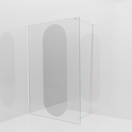 Balmani Modular Walk-In Dusche: 140 x 200 cm, Reflex-Spiegelglas Oval, Profil Weiß matt