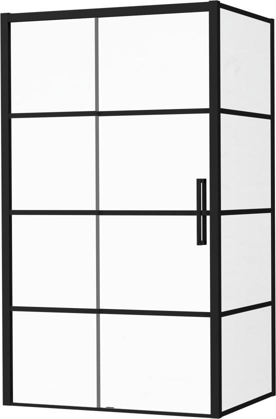 Luca Varess Senses douchecabine met linkse schuifdeur en vaste zijwand 120 x 90 cm Lined glas mat zwart profiel
