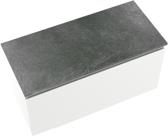 Linie Lado meuble salle de bains suspendu 100 x 46 cm blanc brillant avec Lado tablette simple ou double en mélaminé ardoise gris