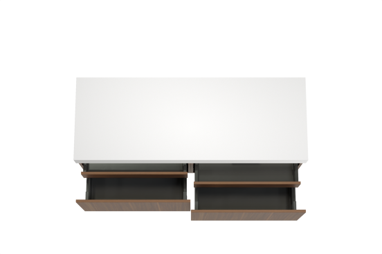 Balmani Sfera meuble salle de bains suspendu 150 x 55 cm noyer américain avec Dominus tablette simple ou double en solid surface blanc mat