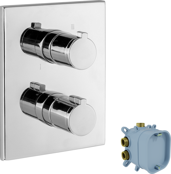 Blaufoss Smartbox de Luxe Thermostat-Duscharmatur: Unterputz, für 2 Verbraucher, Chrom glänzend