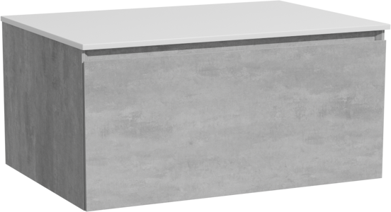Storke Edge zwevend badkamermeubel 75 x 52 cm beton donkergrijs met Tavola enkel tablet in solid surface mat wit