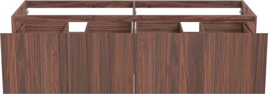 Balmani Fila hängender Waschbeckenunterschrank: 180 x 55 cm, Nussbaum, Furnierholz, 4 Schubladen