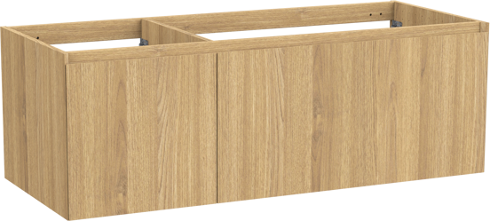 Balmani Idra hängender Waschbeckenunterschrank: 135 x 55 cm, asymmetrisch rechts, Eiche Natur, Furnierholz, 4 Schubladen