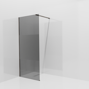 Balmani Modular douche à l'italienne: 90 x 200 cm, Verre fumé avec bande mate, avec coating, Profil Brushed GunMetal