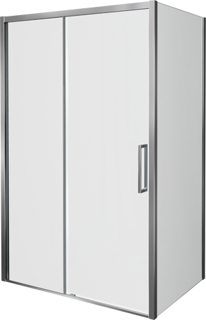 Balmani Senses Design douchehoek met linkse schuifdeur en vaste zijwand, 120 x 80 cm, Helder glas, Glanzend chroom profielen, met coating