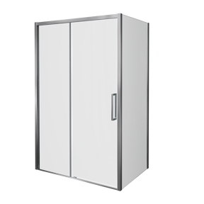 Balmani Senses Design douchehoek met linkse schuifdeur en vaste zijwand, 120 x 100 cm, Helder glas, Glanzend chroom profielen