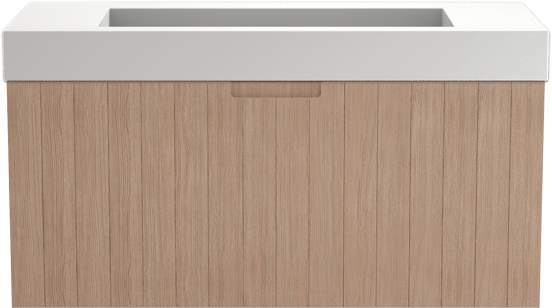 Balmani Adagio meuble salle de bains suspendu 120 x 55 cm chêne vieilli avec Modus plan simple pour 2 trous de robinet en solid surface blanc mat