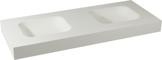 Balmani Arcato Doppelwaschtisch, Solid Surface matt, 135 x 55 cm, Ablaufventil nicht inklusive