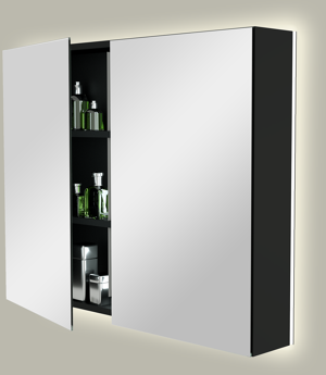 Storke Reflecta armoire de toilette lumineuse 95 x 75 cm noir mat