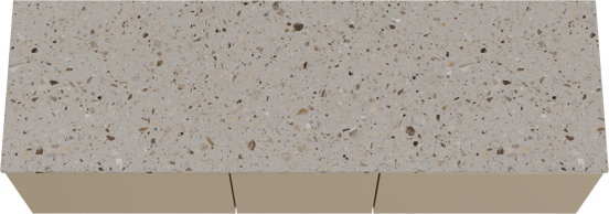 Balmani Sfera hängendes Möbelstück Set: 180 x 55 cm, Dune, mit Stretto Einzel- oder Doppel Waschtischplatte, Terrazzo in Greige