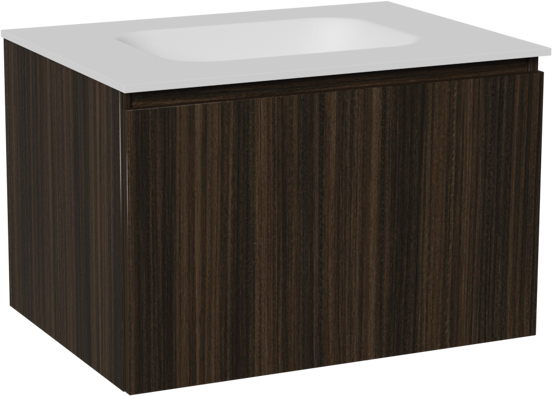 Balmani Sfera meuble salle de bains suspendu 75 x 55 cm eucalyptus avec Tablo Arcato plan simple en solid surface blanc mat