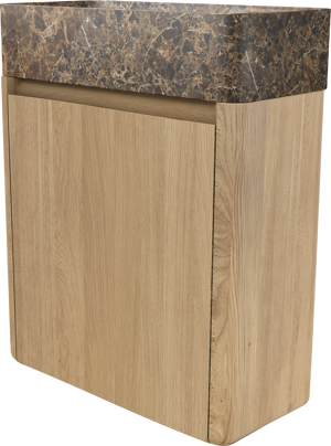 Balmani Fara hängendes WC-Möbel-Set, 45 x 22 cm, Eiche Natur, mit Fara Waschtisch in Dark Emperador Marmor