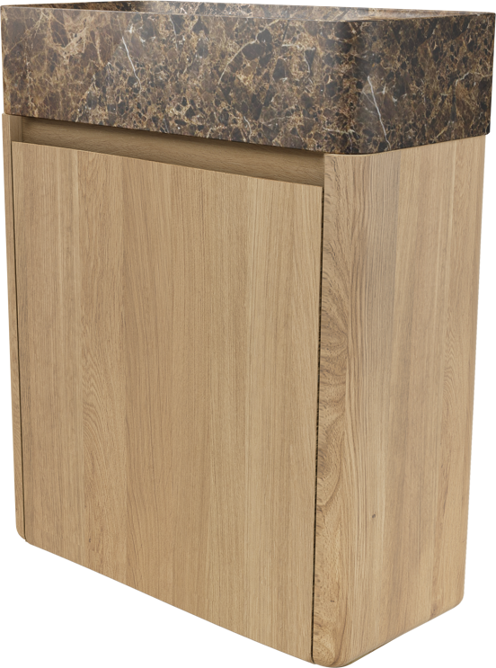 Balmani Fara hängendes WC-Möbel-Set, 45 x 22 cm, Eiche Natur, mit Fara Waschtisch in Dark Emperador Marmor