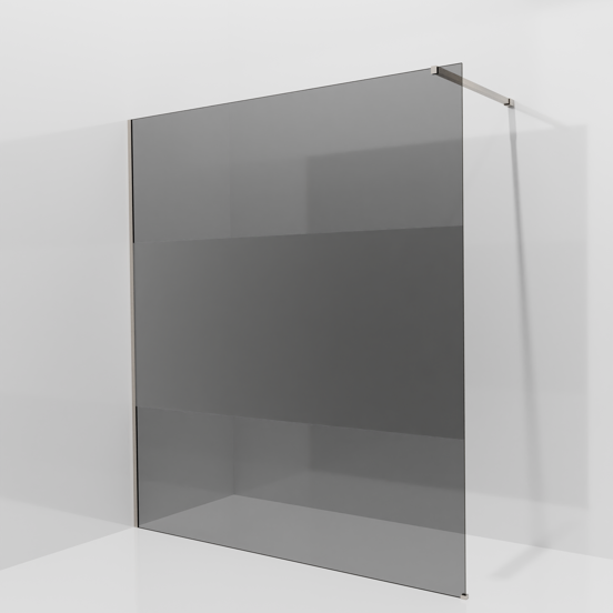 Balmani Modular inloopdouche: 180 x 200 cm, Rookglas met matte strook met coating, Brushed CoolMetal profielen