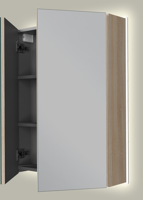 Linie Montro spiegelkast 60 x 75 cm lichte eik met spiegelverlichting