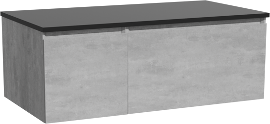 Storke Edge meuble salle de bains suspendu 100 x 52 cm béton gris foncé avec Panton tablette simple en mdf enduit de poudre noir mat