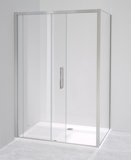 Luca Varess Senses douchehoek met schuifdeur en vaste zijwand 90 x 140 cm helder glas glanzend chroom profiel