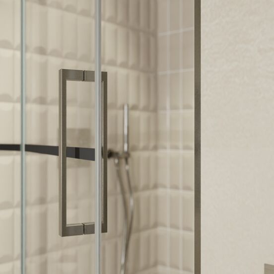 Balmani Senses Design douche draaideur links 100 cm x 210 cm Lined glas, Brushed GunMetal profielen, met coating
