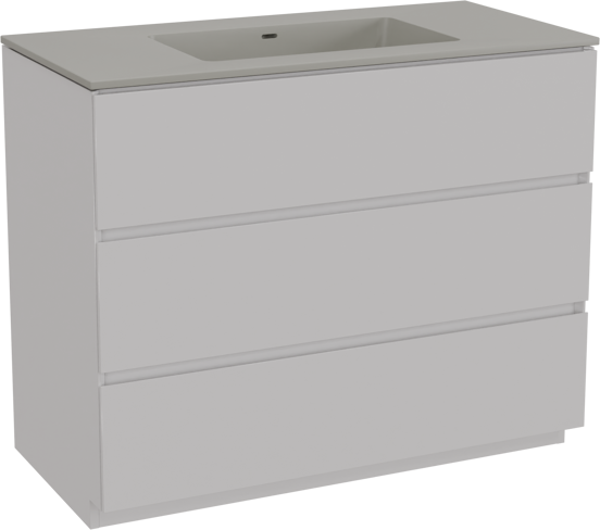 Storke Edge meuble salle de bains à poser 105 x 52 cm blanc brillant avec Diva plan simple en top solid soie grise