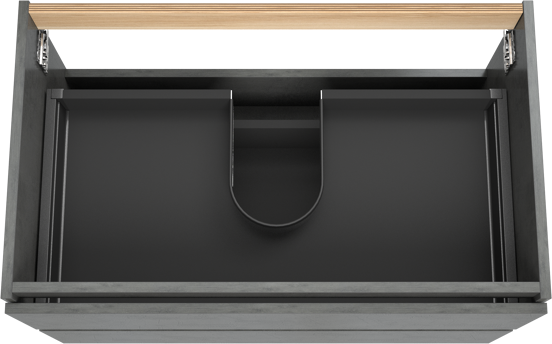 Balmani Lucida hängender Bad-Unterschrank, 90 x 55 cm, Beton dunkelgrau, 2 Schubladen