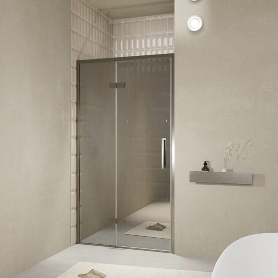 Balmani Senses Design douche draaideur links 120 cm x 210 cm Reflex spiegelglas, Brushed GunMetal profielen, met coating