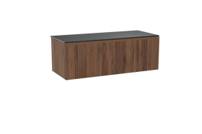 Balmani Fila meuble salle de bains suspendu 135 x 55 cm noyer avec Stretto tablette simple ou double en granit noir, Nervure droite symétrique verticale