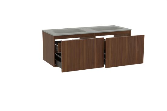 Balmani Sfera meuble salle de bains suspendu 135 x 55 cm noyer américain avec Tablo Strada double vasque en marbre composite soie grise