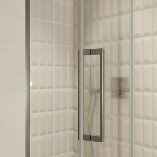 Balmani Senses Design douche draaideur rechts 120 cm x 210 cm Helder glas, Brushed GunMetal profielen, met coating