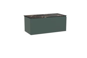 Balmani Sfera zwevend badkamermeubel 120 x 55 cm forest met Stretto enkel tablet in marmer portoro gold