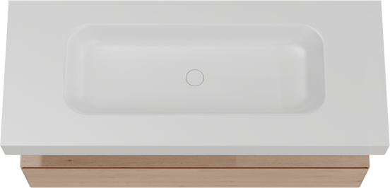 Balmani Mitra Elements meuble salle de bains suspendu 135 x 55 cm chêne naturel avec Wave lavabo simple pour 2 trous de robinet en solid surface blanc mat