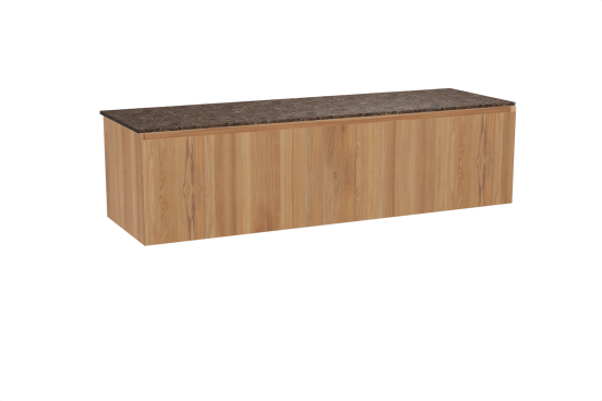 Balmani Idra hängendes Möbelstück Set: 180 x 55 cm, Teak, mit Stretto Einzel- oder Doppel Waschtischplatte, Marmor Dark Emperador