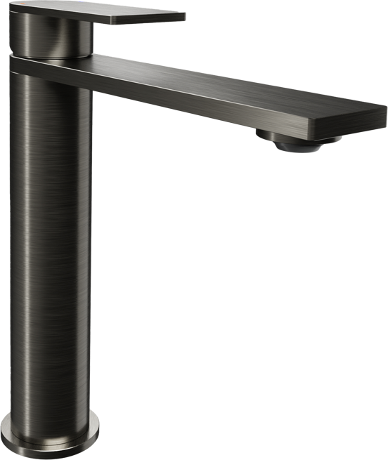Blaufoss Fenix verhoogde wastafelkraan brushed gunmetal