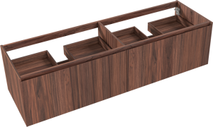 Balmani Fila hängender Waschbeckenunterschrank: 180 x 55 cm, Nussbaum, Furnierholz, 4 Schubladen
