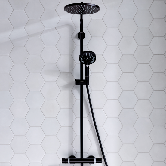 Hansgrohe Raindance Select S 240 Powderrain thermostatische regendoucheset mat zwart